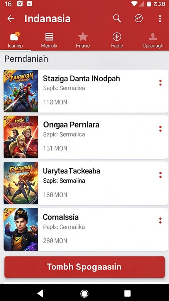 Tampilan menu utama yang menarik dan interaktif.